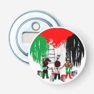 Kinderen van Gaza schilderen Palestijnse vlag Button Flesopener