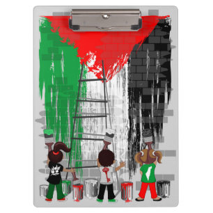 Kinderen van Gaza schilderen Palestijnse vlag Klembord