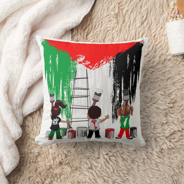 Kinderen van Gaza schilderen Palestijnse vlag  Kussen (Deken)