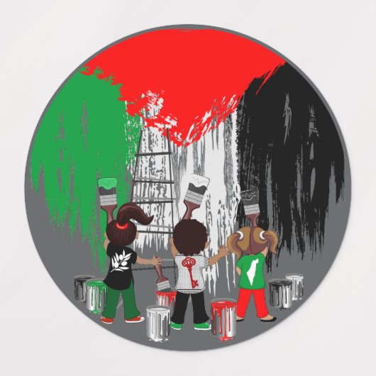 Kinderen van Gaza schilderen Palestijnse vlag Labels (Design 1)