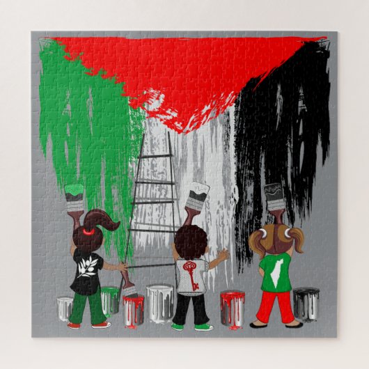 Kinderen van Gaza schilderen Palestijnse vlag Legpuzzel (Verticaal)