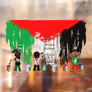 Kinderen van Gaza schilderen Palestijnse vlag Raamsticker