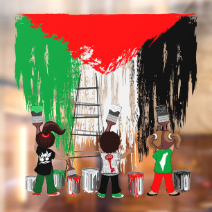 Kinderen van Gaza schilderen Palestijnse vlag Raamsticker