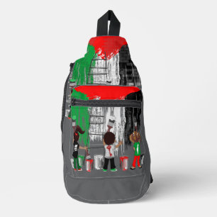 Kinderen van Gaza schilderen Palestijnse vlag Sling Bag