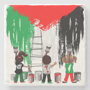 Kinderen van Gaza schilderen Palestijnse vlag Stenen Onderzetter