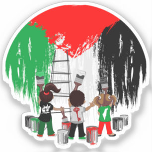 Kinderen van Gaza schilderen Palestijnse vlag Sticker