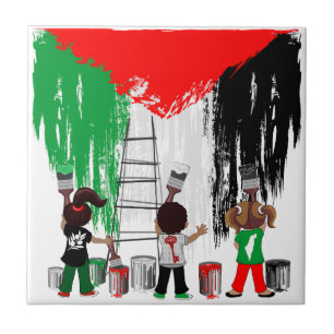 Kinderen van Gaza schilderen Palestijnse vlag  Tegeltje