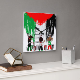 Kinderen van Gaza schilderen Palestijnse vlag Vierkante Klok