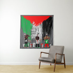 Kinderen van Gaza schilderen Palestijnse vlag Wandkleed