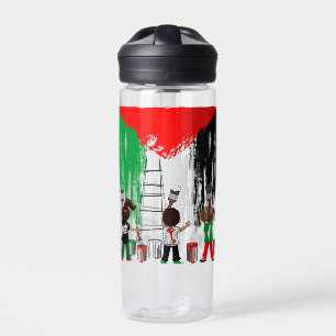 Kinderen van Gaza schilderen Palestijnse vlag Waterfles