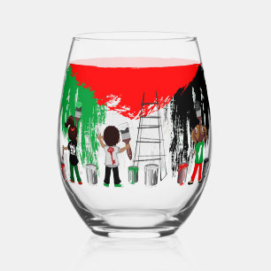 Kinderen van Gaza schilderen Palestijnse vlag  Wijnglas Zonder Voet