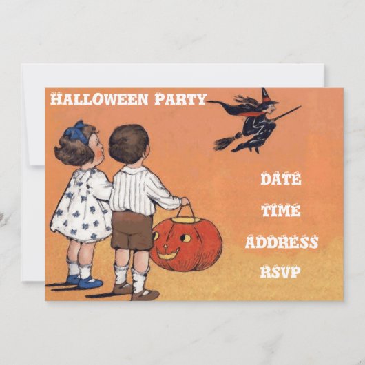  kinderen van het Halloween-feest met heks Kaart (Voorkant)