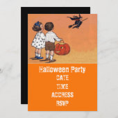  kinderen van het Halloween-feest met heks Kaart (Voorkant / Achterkant)