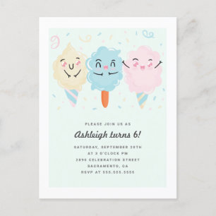 Kinderen van het Snoep van Cute Kawaii Sugar Birth Uitnodiging Briefkaart