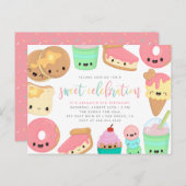 Kinderen van kleurrijke Kawaii Sweet Elements Birt Uitnodiging Briefkaart (Voorkant / Achterkant)
