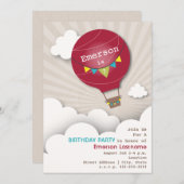 Kinderen van Red Hot Air Ballon en Clouds, zaterda Kaart (Voorkant / Achterkant)