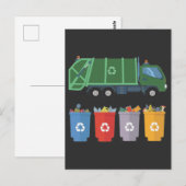 Kinderen van vuilniswagen recyclen afval briefkaart (Voorkant / Achterkant)