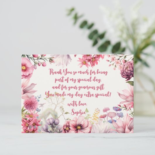 Kinderen van waterverf van feiharde tuinen bedankkaart (Staand voorkant)