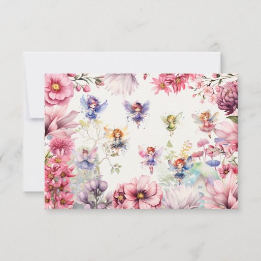 Kinderen van waterverf van feiharde tuinen bedankkaart (Achterkant)