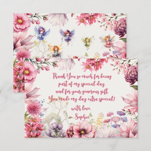 Kinderen van waterverf van feiharde tuinen bedankkaart (Voorkant / Achterkant)