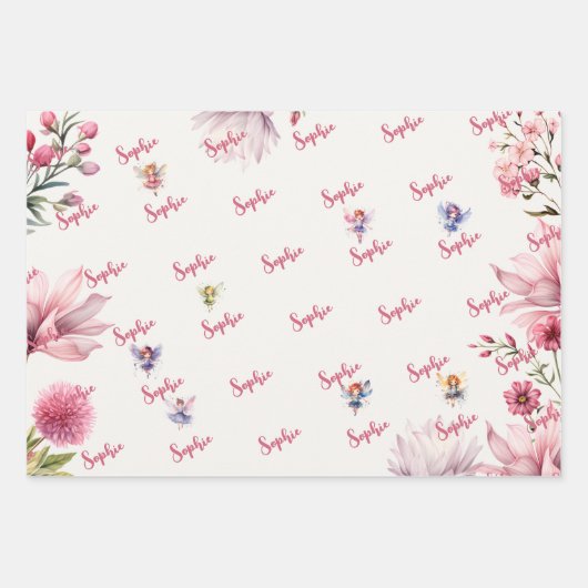 Kinderen van waterverf van feiharde tuinen inpakpapier vel (Voorkant 3)