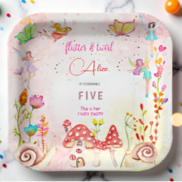 Kinderen van waterverf van feiharde tuinen papieren bordje