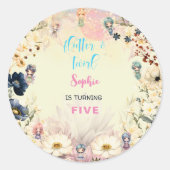 Kinderen van waterverf van feiharde tuinen ronde sticker (Voorkant)