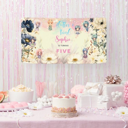 Kinderen van waterverf van feiharde tuinen spandoek (Feest)