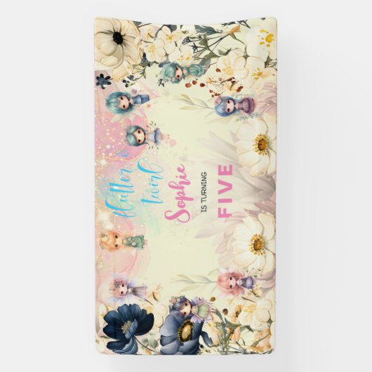 Kinderen van waterverf van feiharde tuinen spandoek (Verticaal)