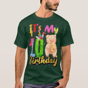 Kinderen Varken 10e Verjaardag 10 Jaar Oud Varken  T-shirt