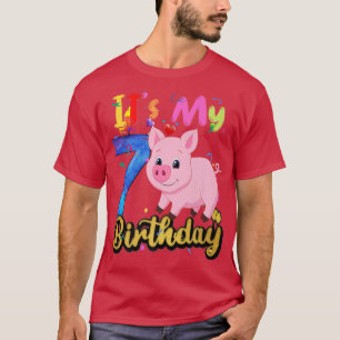 Kinderen Varken 7e Verjaardag 7 Jaar Oud Varken Ve T-shirt