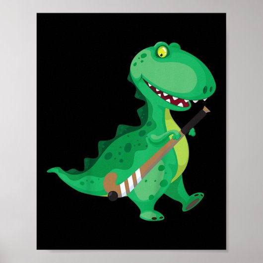Kinderen veldhockey Dinosaur Funny Poster (Voorkant)