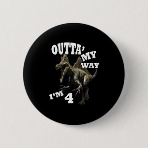 Kinderen Verjaardag 4e Gift Dino Graphic Design &a Ronde Button 5,7 Cm