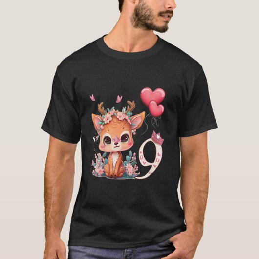 Kinderen Verjaardag 9 Jaar Baby Herten Fawn Kind B T-shirt (Voorkant)