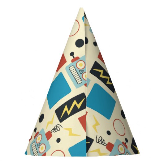 Kinderen Verjaardag Antiek robotpatroon Feesthoedjes (Achterkant)