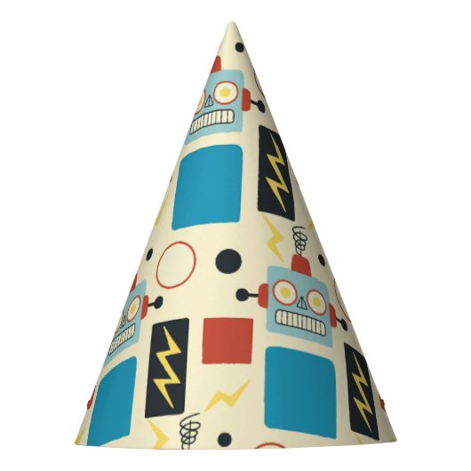 Kinderen Verjaardag Antiek robotpatroon Feesthoedjes (Voorkant)