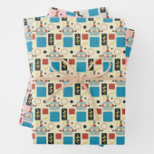 Kinderen Verjaardag Antiek robotpatroon Inpakpapier Vel (In situ)