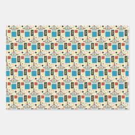 Kinderen Verjaardag Antiek robotpatroon Inpakpapier Vel