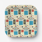 Kinderen Verjaardag Antiek robotpatroon Papieren Bordje (Voorkant)