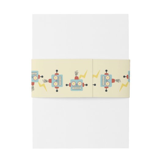 Kinderen Verjaardag Antiek robotpatroon Uitnodigingen Wikkel (Achterkant Voorbeeld)