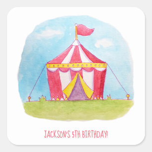 Kinderen Verjaardag Carnaval Waterverf Decorations Vierkante Sticker