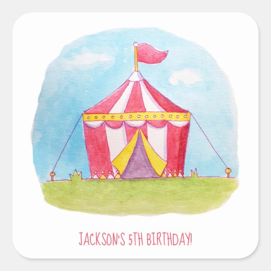 Kinderen Verjaardag Carnaval Waterverf Decorations Vierkante Sticker (Voorkant)