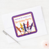 Kinderen Verjaardag Crayon Party Favorieten Grote Vierkante Sticker (Envelop)