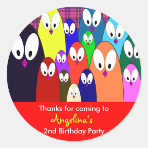 Kinderen Verjaardag Dank je Stickers: Pinguïns Ronde Sticker