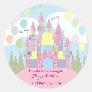 Kinderen Verjaardag Dank u Stickers: Castle Ronde Sticker