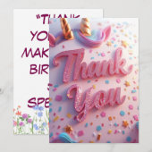 Kinderen Verjaardag Dankkaart | Bijpassende Feest  Bedankkaart (Voorkant / Achterkant)