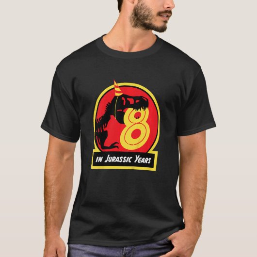 Kinderen Verjaardag Dinosaurus 8 Jaar Oud Jurassic T-shirt (Voorkant)