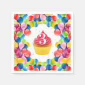 Kinderen verjaardag ELKE LEEFTIJD cupcake ballonne Servet (Voorkant)