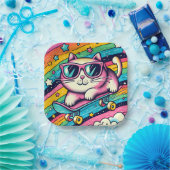 Kinderen Verjaardag Feest Kat Cartoon Papieren Bordje (Feest)