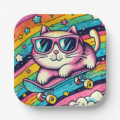 Kinderen Verjaardag Feest Kat Cartoon Papieren Bordje (Voorkant)